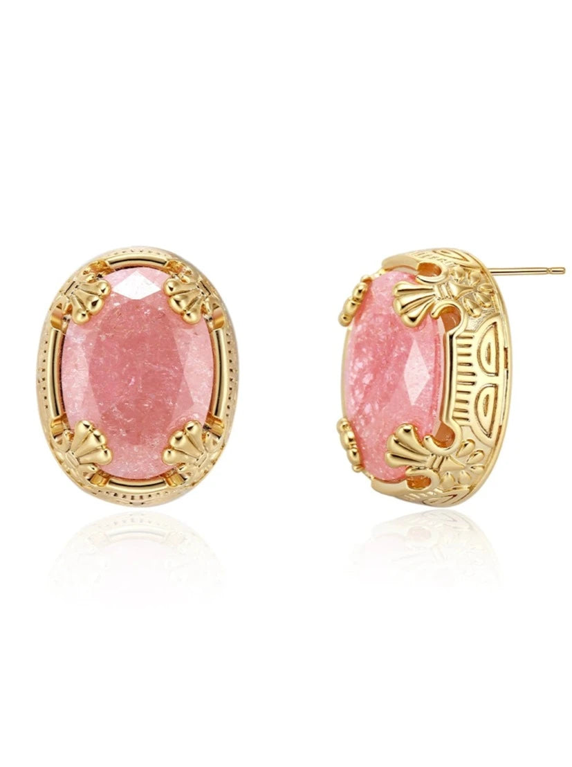 Pink ice crystal vintage earrings B2685