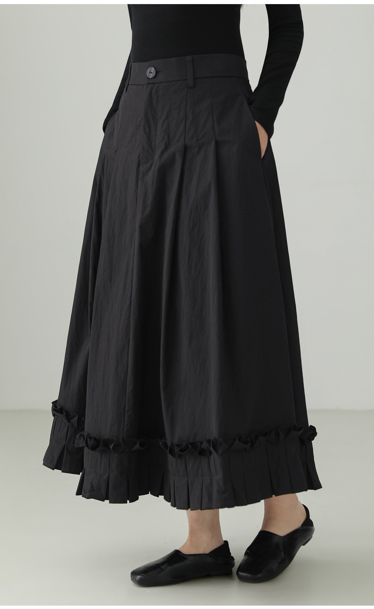 ブロケードコットンプリーツレーススカート　B4730