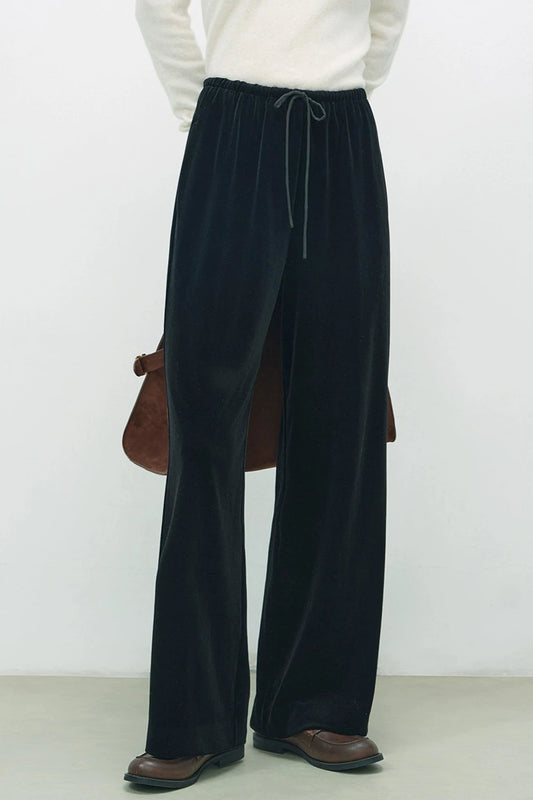 高腰黑絲絨褲 B3418