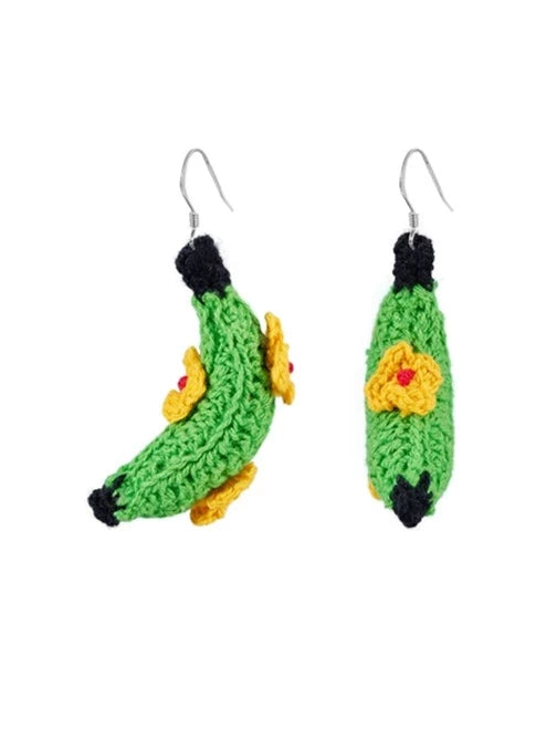 Hand hook green banana earrings B2341