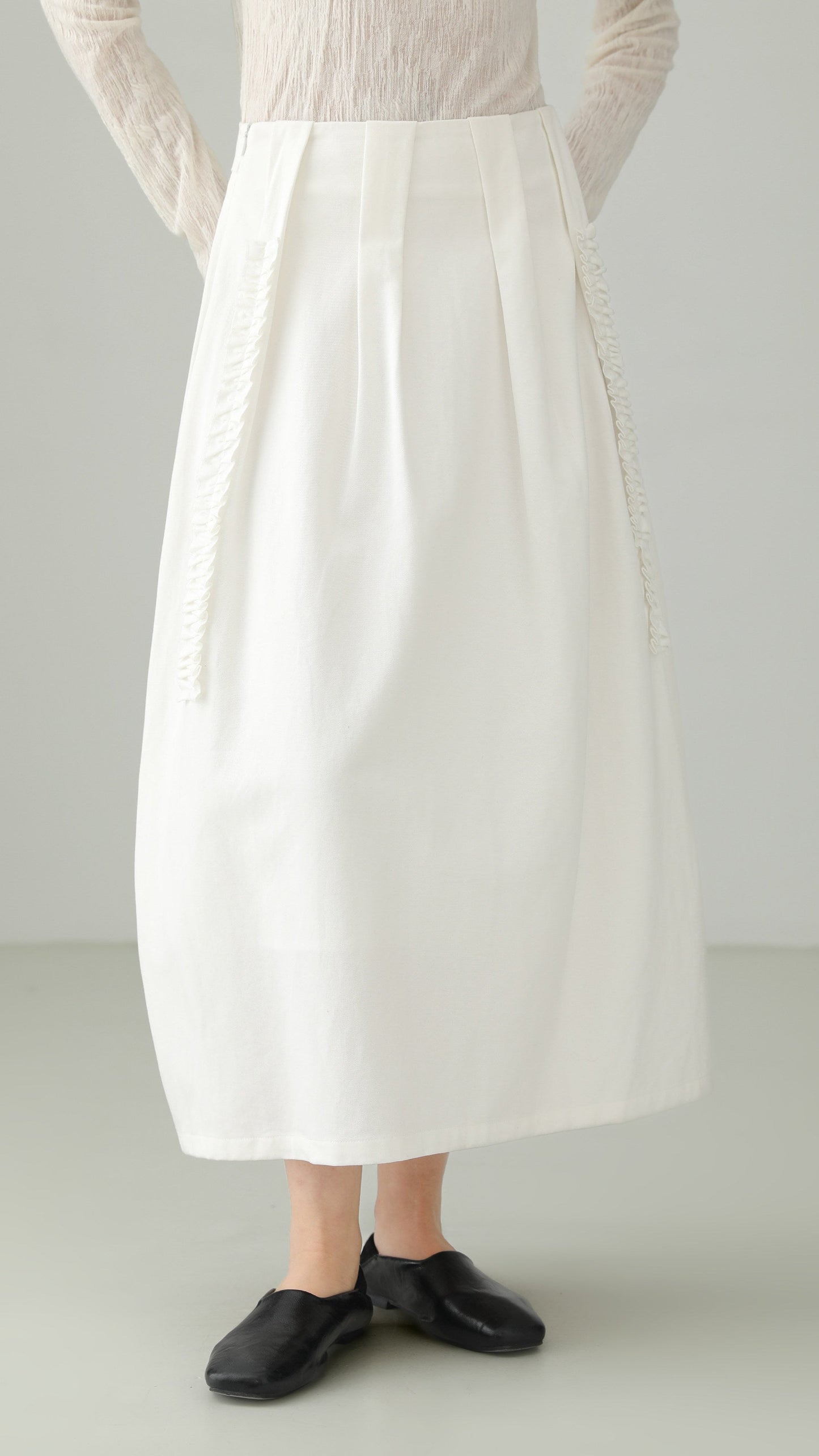 Tencel Cotton Frill Edge Bubble Skirt B4724