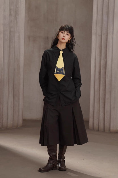 キャットレトロプリントネクタイ　 B4447