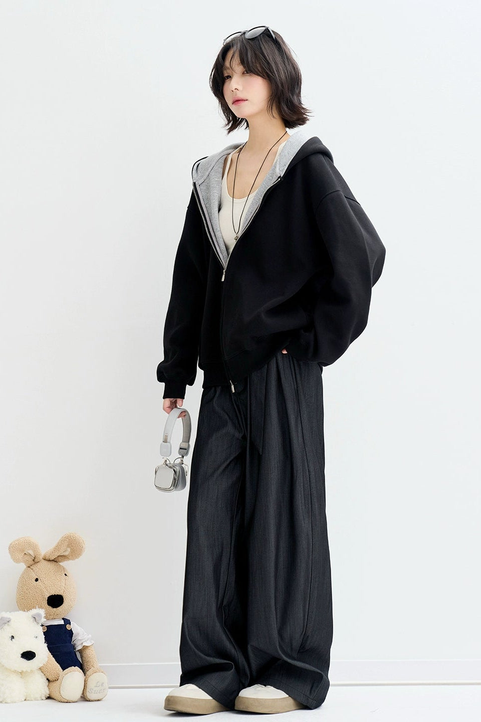 コントラストカラールーズスウェットパーカー　B4430