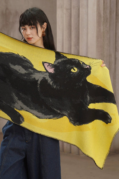 黒猫ニットロングショール　B4452