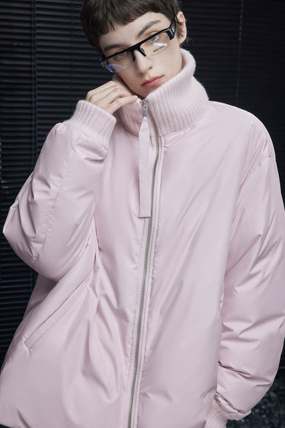 ピンクスタンドカラーダウンジャケット　B4541