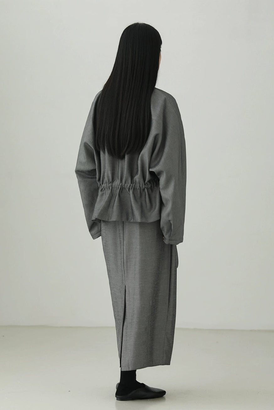 Tencel linen drawstring waist jacket B4281