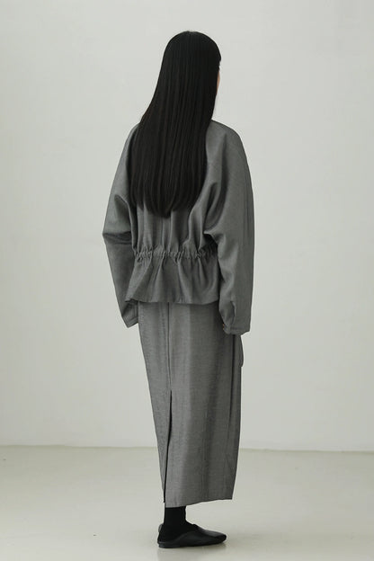 Tencel linen drawstring waist jacket B4281