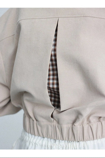 ラペルワイドショルダーショートジャケット　B4653