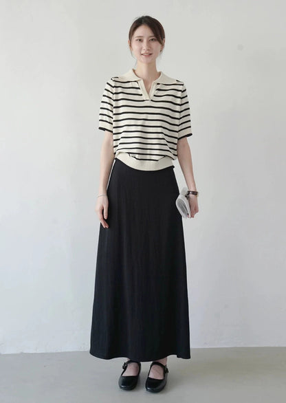 Elastic waist A-line long skirt B2754