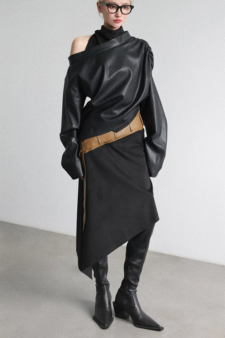 ワイドウエストアシメトリースカート　B4648