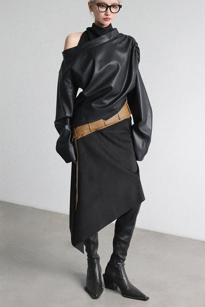 ワイドウエストアシメトリースカート　B4648