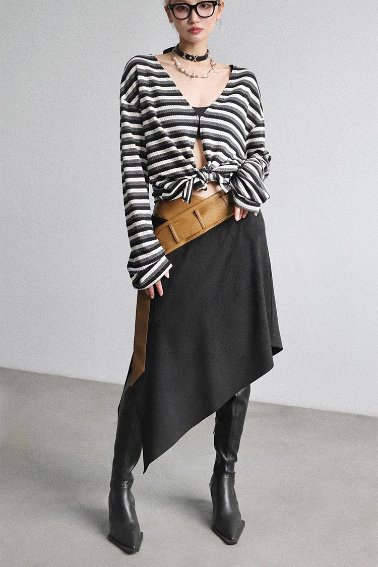 ワイドウエストアシメトリースカート　B4648