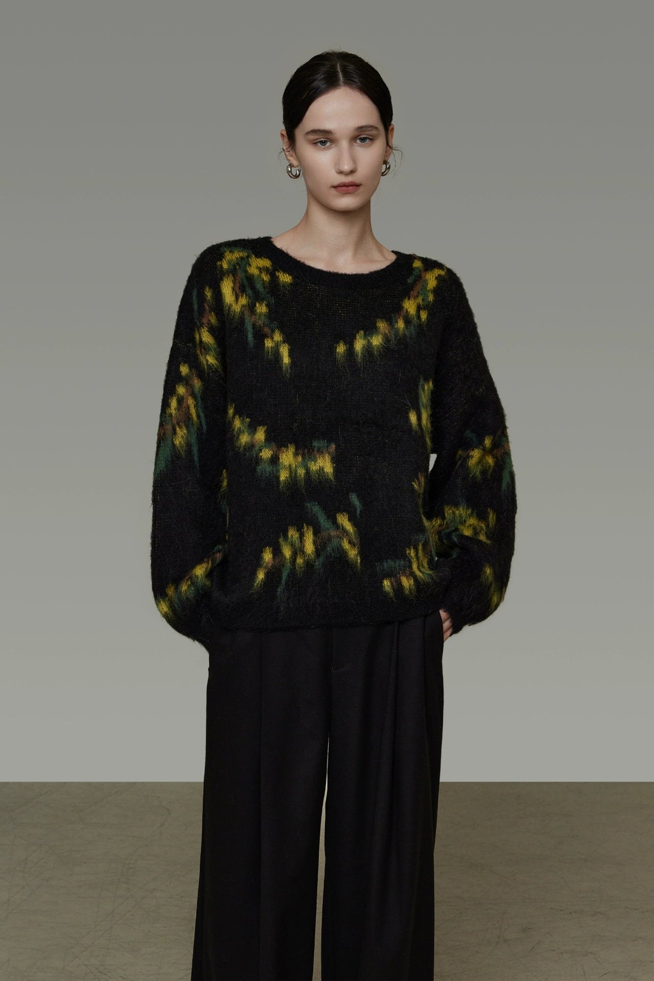 Retro tie-dye loose sweater B4503