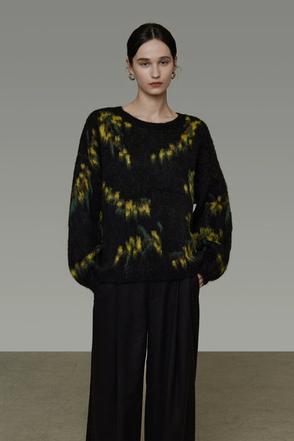 Retro tie-dye loose sweater B4503