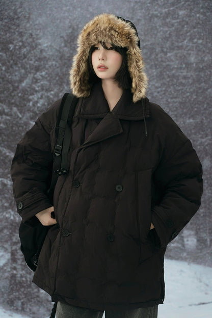 Suit collar mid-length down jacket B4431