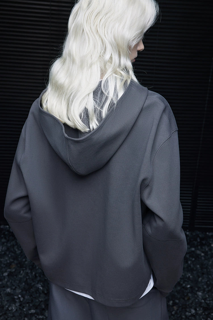 Gray hooded sweatshirt jacket B4350