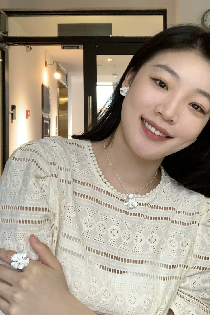 S925花牡丹耳環 B4263