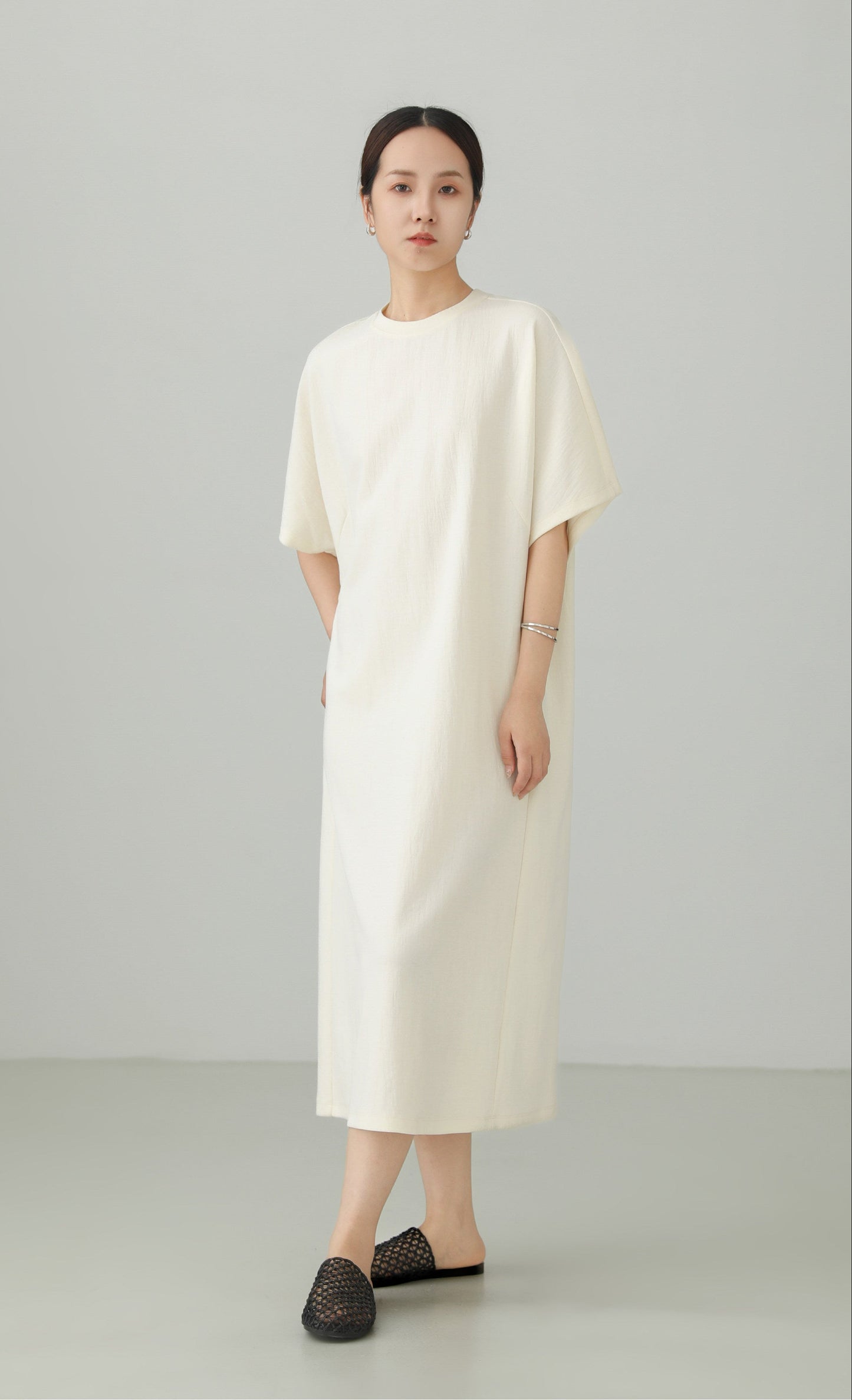 Minimal Cutwork Oversized Dress B4892
