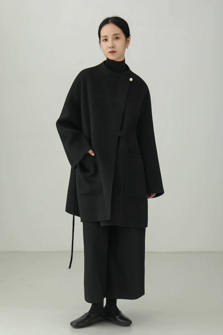 100% wool double-face mid-length coat B4529