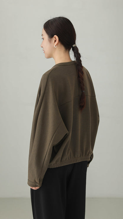 Minimalist Collarless Dolman Sleeve Blouson B5004