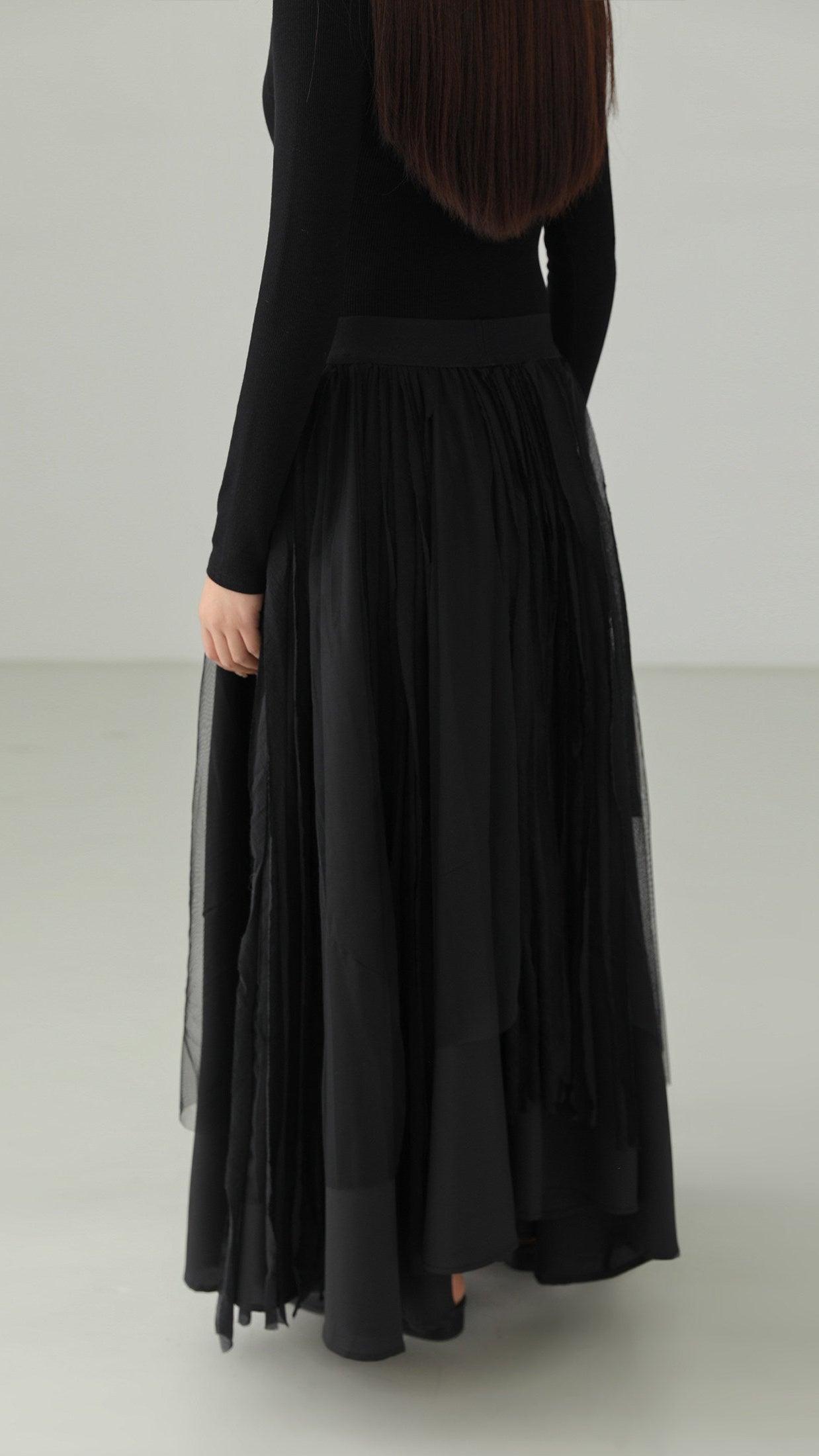 Black Hepburn Irregular Tulle Skirt B4731
