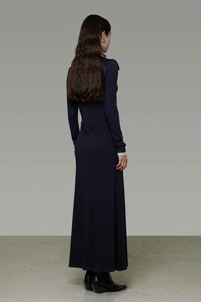 假兩件式半開衩長裙 B4491