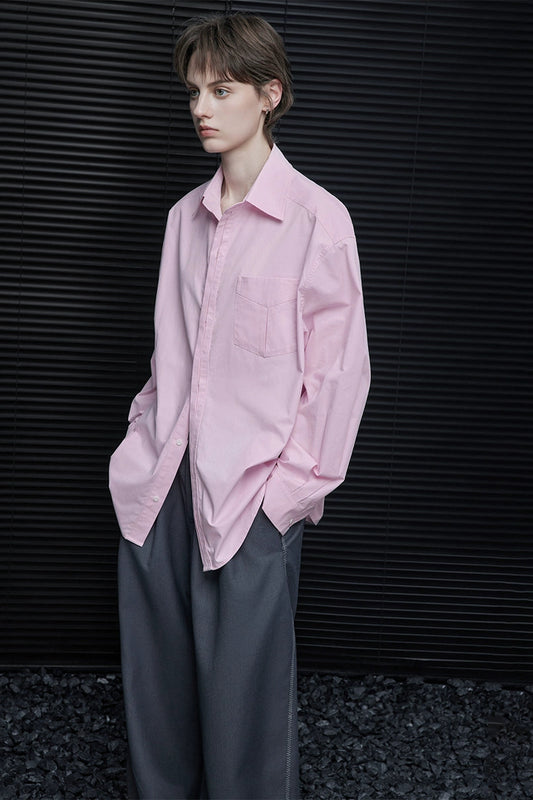 ピンクコットンハンサムルーズシャツ　B4366