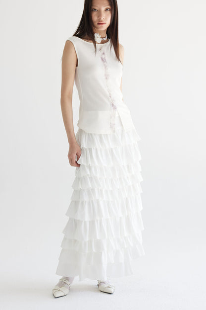 白色無袖T卹B3811