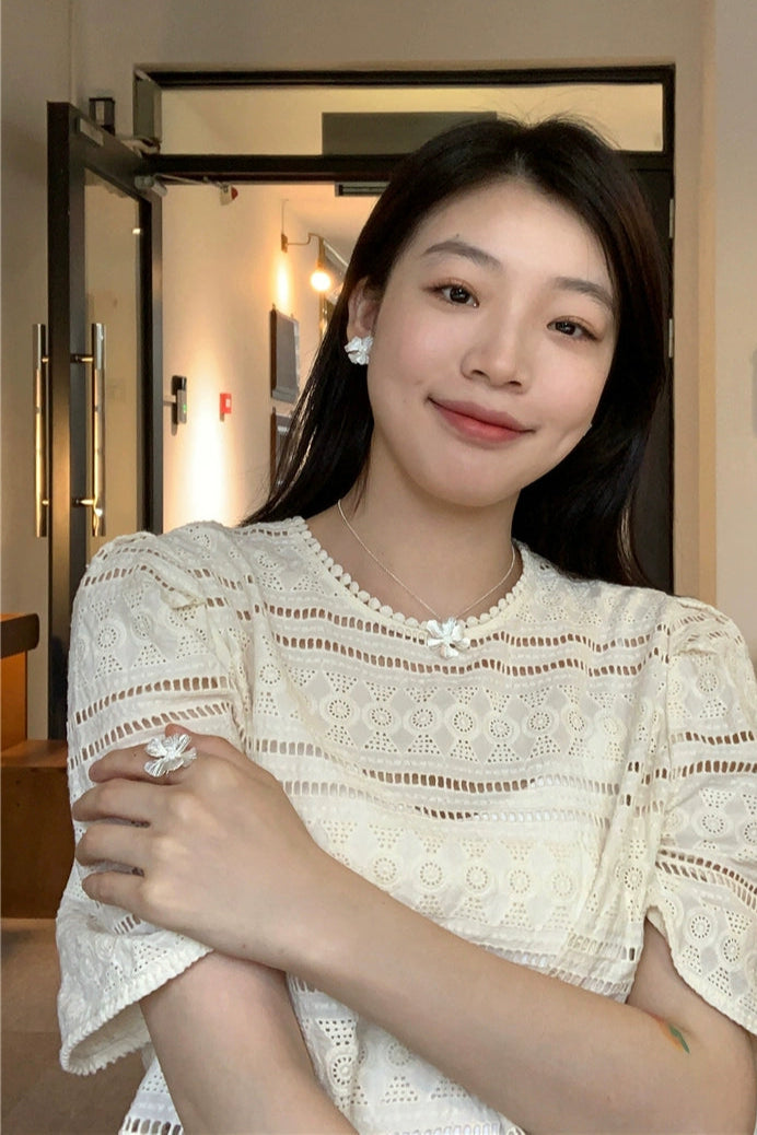 S925花牡丹耳環 B4263