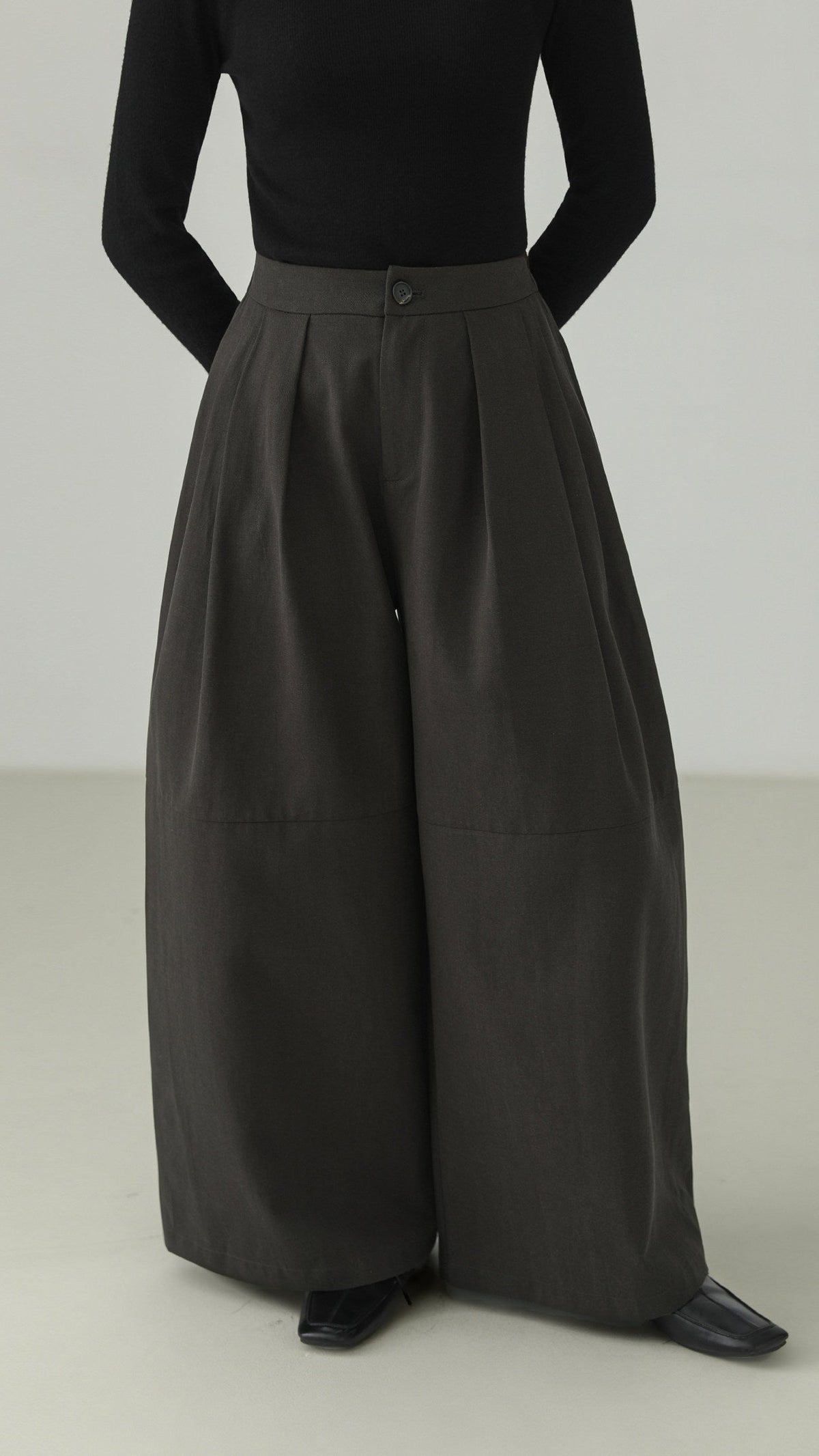 Tencel Cotton Tuck Wide Pants B5006