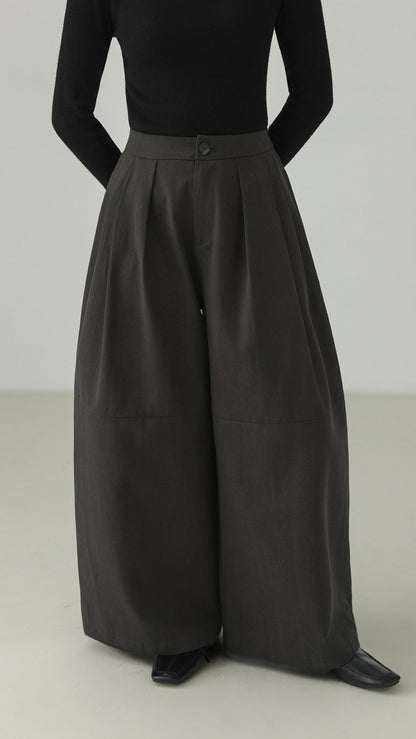 Tencel Cotton Tuck Wide Pants B5006