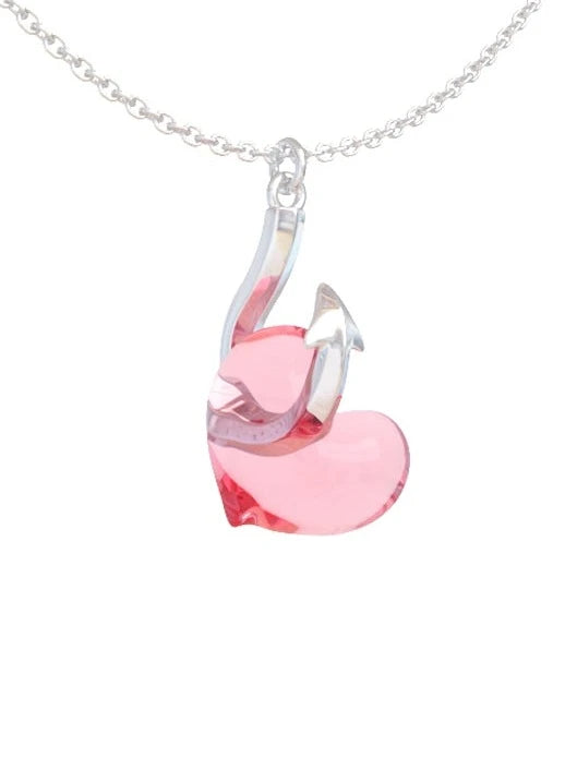 Fish hook love heart necklace B2684