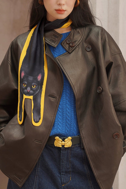 Squirrel Metal Buckle Vintage Leather Belt B4455