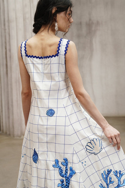 Summer Pine Embroidered Plaid Dress B4793