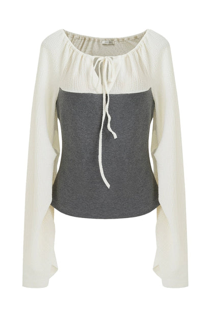 Color Block V-Neck Knit Top B4437