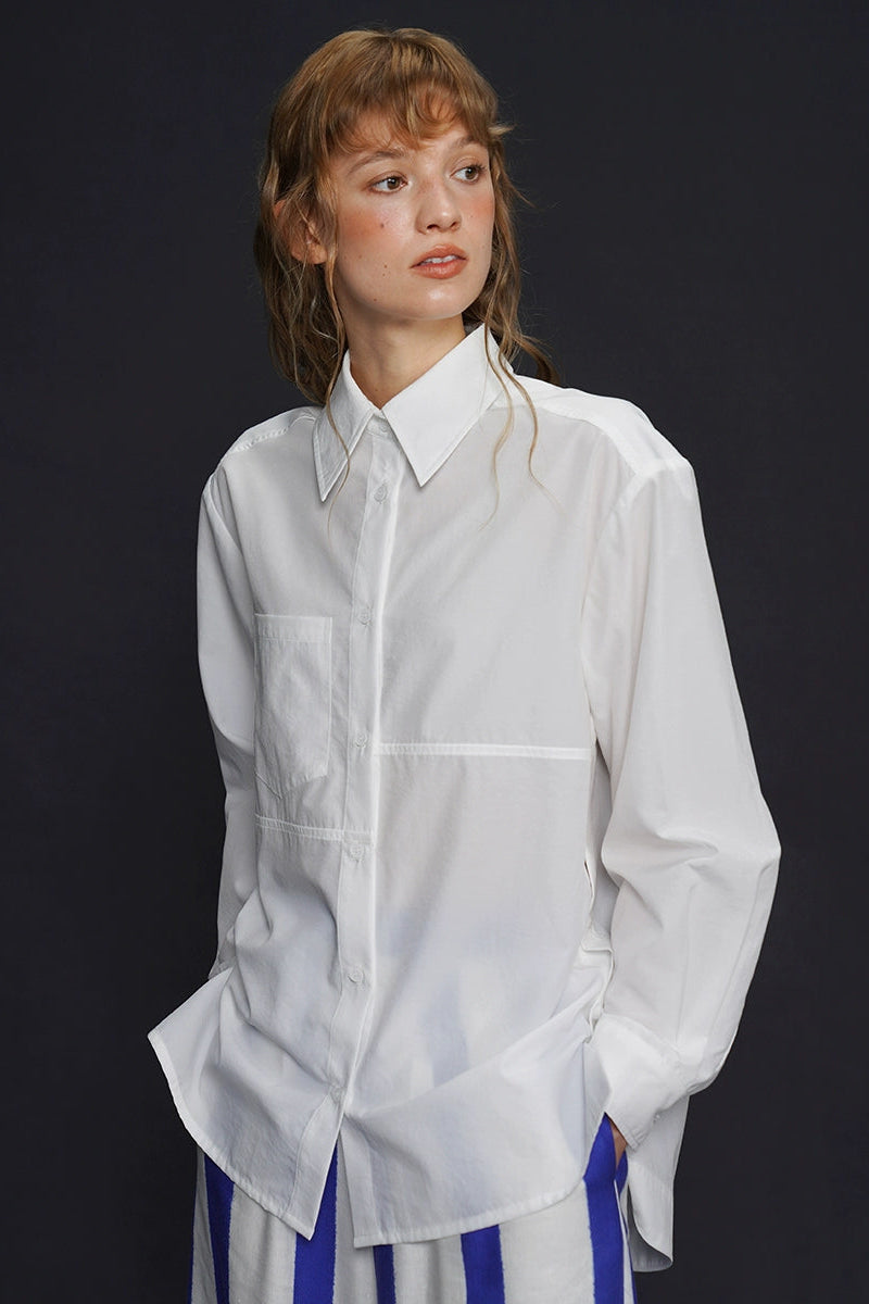 Airy smooth simple loose shirt B4167