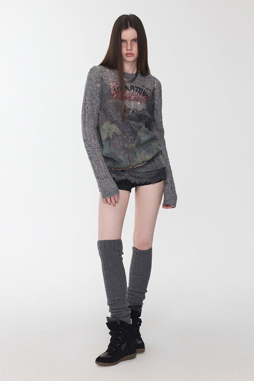 カモフラージュVネックラインストーンキャミソール　B4393