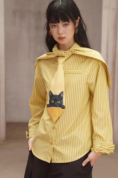 キャットレトロプリントネクタイ　 B4447