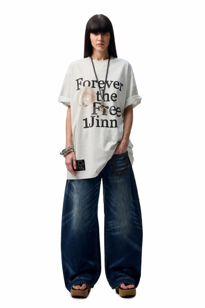 フラワーモノグラムプリントルーズTシャツ　B3942