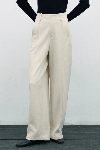 加厚羊毛白色直筒褲 B3544