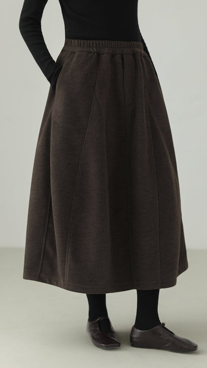 Wool-blend balloon midi skirt B5002