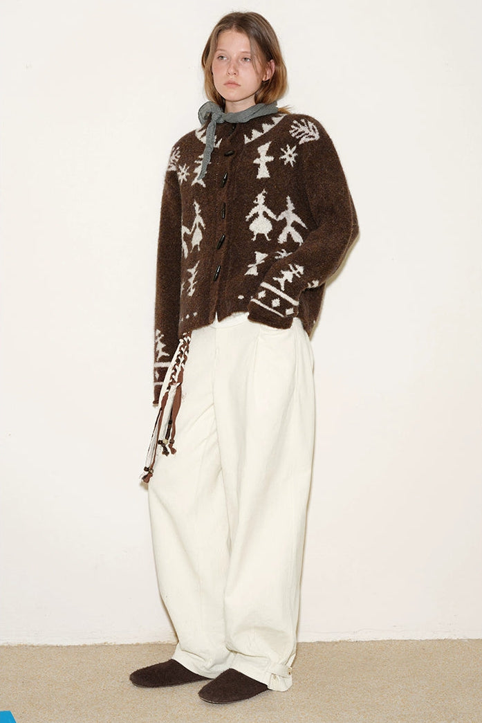 Adjustable hem metal corduroy pants B4396