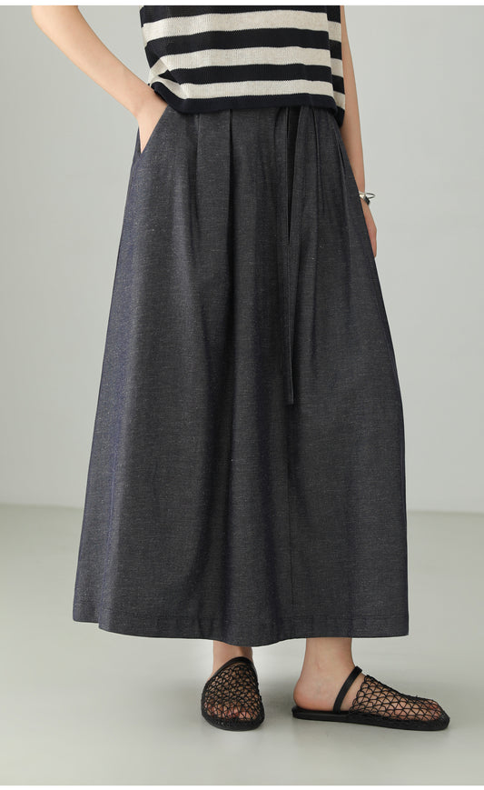 Cotton Linen Art Flare Skirt B4765