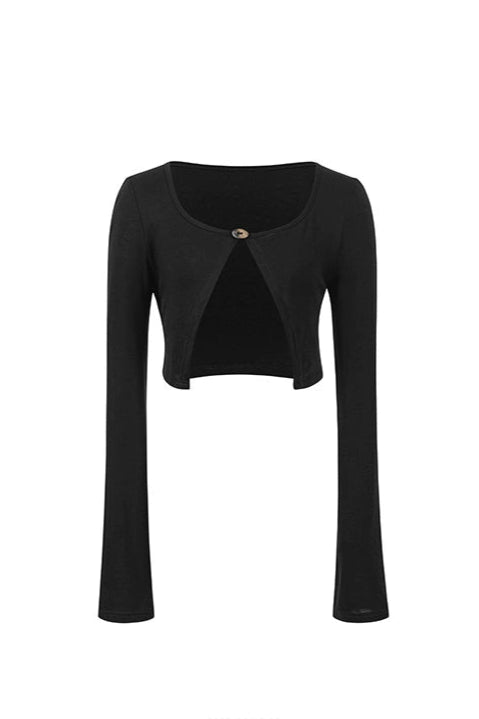 Black knit long sleeve cardigan B4043