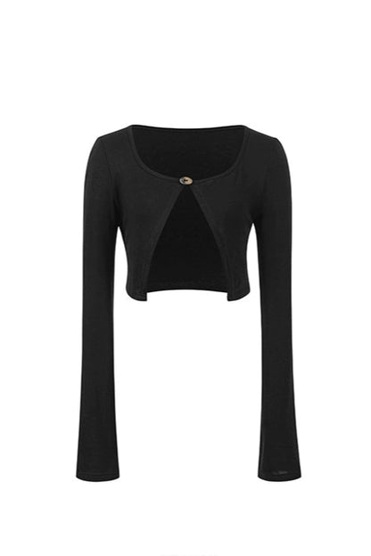 Black knit long sleeve cardigan B4043