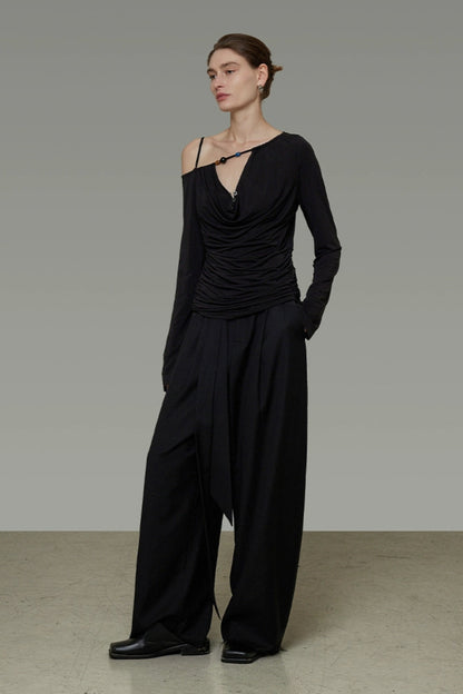 Asymmetrical off-shoulder knit top B4288