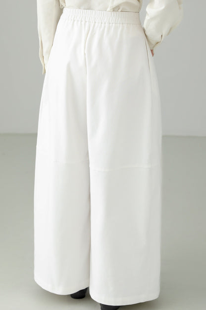 White cotton loose wide pants B4660