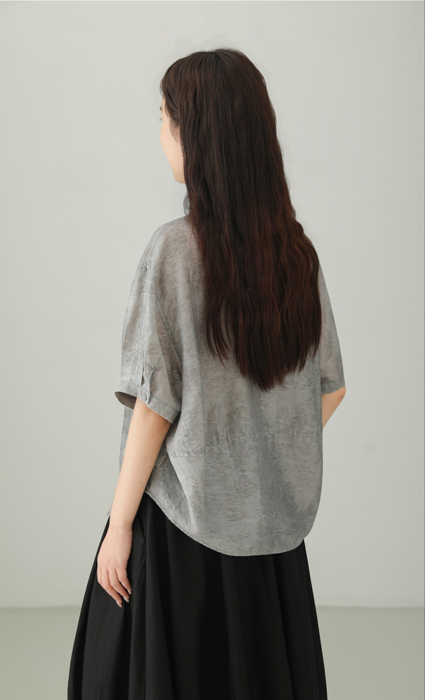 Art Style Tencel Blend Jacquard Blouse B4894