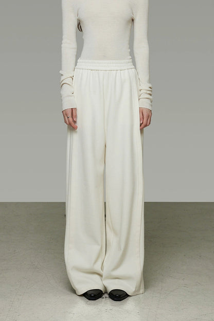 Elastic waist versatile wide pants B4487