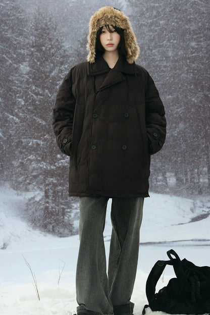 Suit collar mid-length down jacket B4431